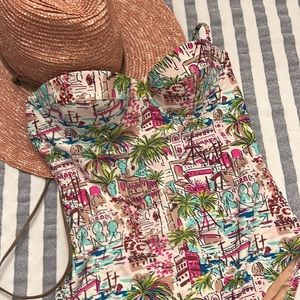 NWT J. Crew one piece patterned underwire swimsuit size 2.